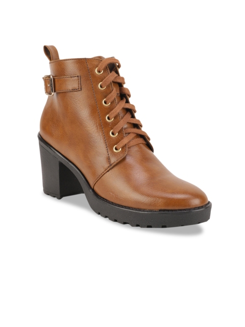 

Bruno Manetti Women Tan Brown Solid Heeled Boots