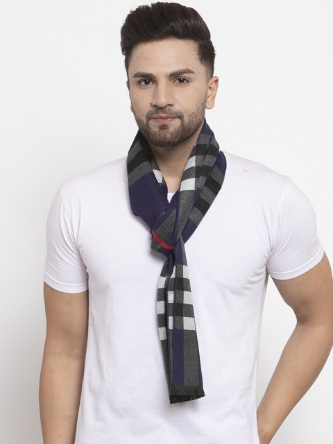 

Calvadoss Men Navy Blue & Grey Checked Premium Muffler