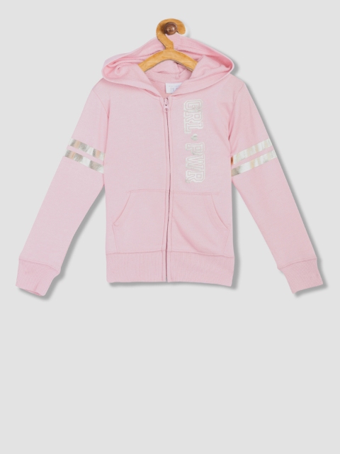 The Childrens Place Girls Pink Printed Hooded Sweatshirt