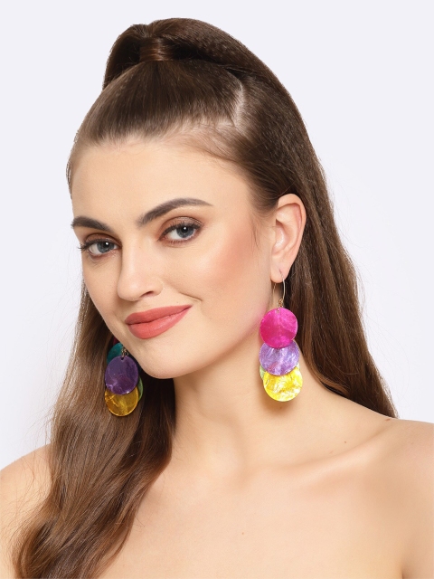 

AVANT-GARDE PARIS Gold-Plated & Pink Contemporary Drop Earrings