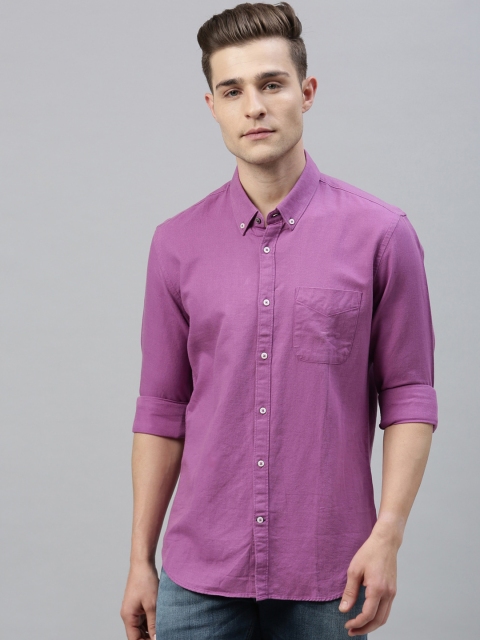 

RARE RABBIT Men Purple Tailored Fit Solid Casual Shirt