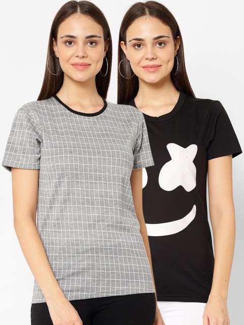 

VIMAL JONNEY Women Pack Of 2 T-shirts, Grey