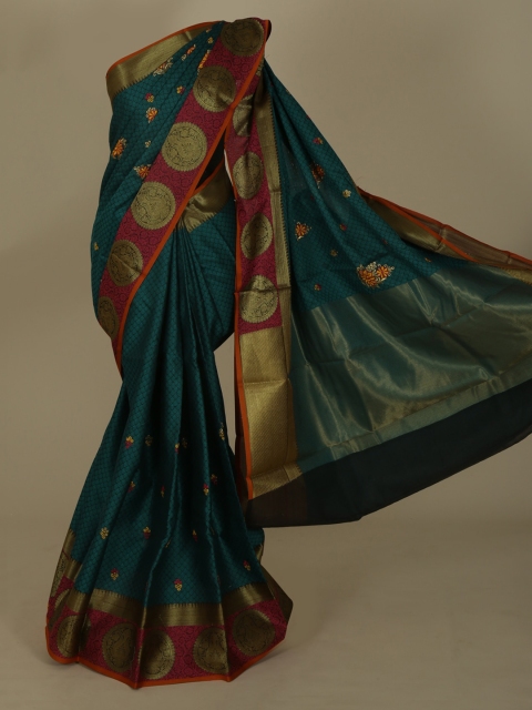 

Pothys Green Woven Design Jute Silk Saree