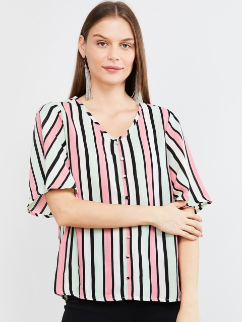 

max Women Off-White & Pink Striped Top