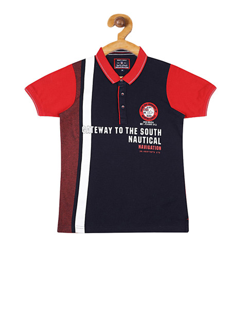 

Monte Carlo Boys Red & Black Printed Polo Collar T-shirt