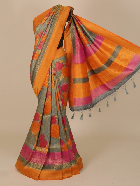 

Pothys Multicolored Floral Print Silk Saree, Multi