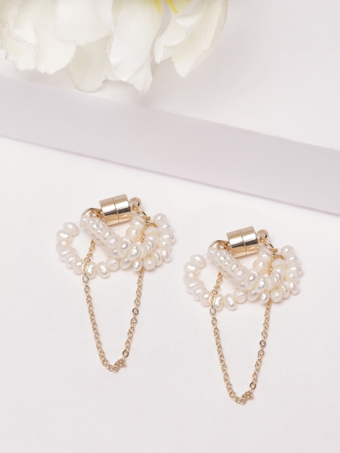 AVANT-GARDE PARIS Off-White Gold-Plated Contemporary Hoop Earrings