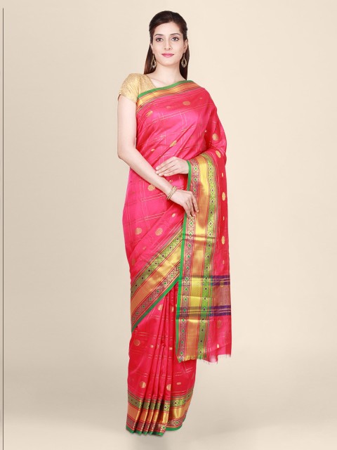 

CLAI WORLD Pink Woven Design Saree