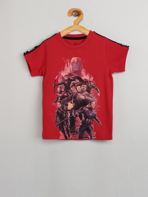 

max Boys Red Printed Round Neck T-shirt