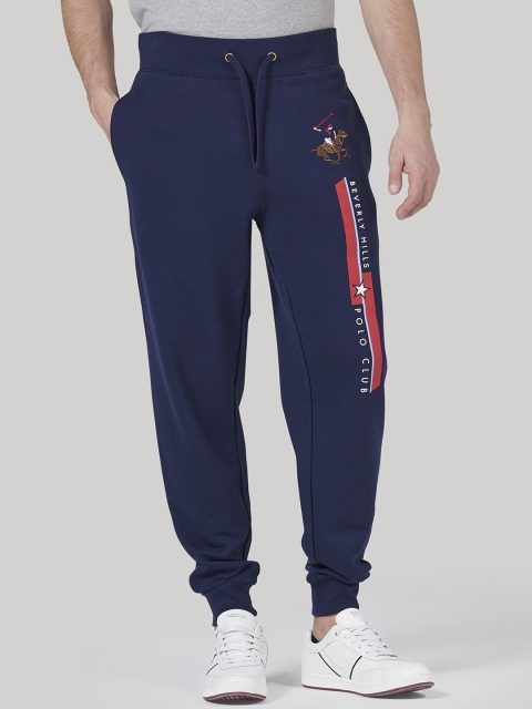 

Beverly Hills Polo Club Men Navy Blue & Pink Brand Logo Printed Joggers