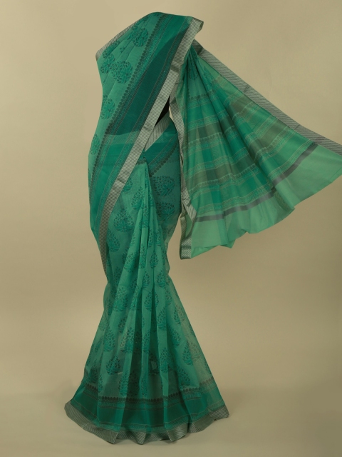 

Pothys Green Printed Supernet Saree
