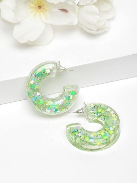 

AVANT-GARDE PARIS Green Contemporary Half Hoop Earrings