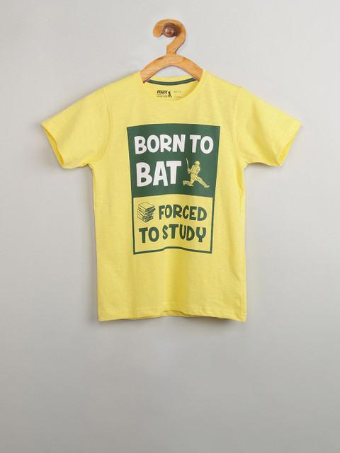 

max Boys Yellow Printed Round Neck T-shirt
