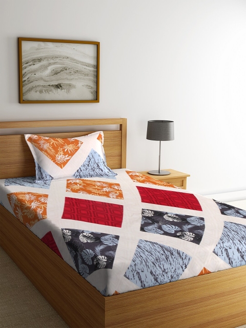 

NEUDIS Multicoloured Abstract 180 TC Polycotton 1 Single Bedsheet with 1 Pillow Cover, Multi