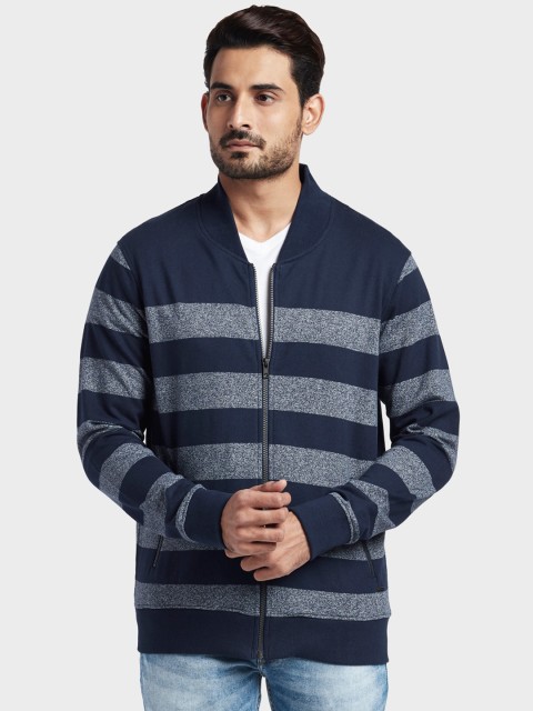 

ColorPlus Men Blue & Grey Striped Sweatshirt