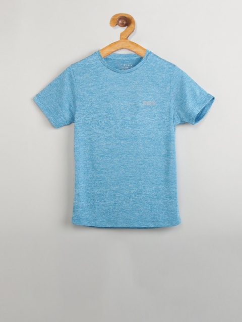 

max Boys Blue Self Design Round Neck T-shirt