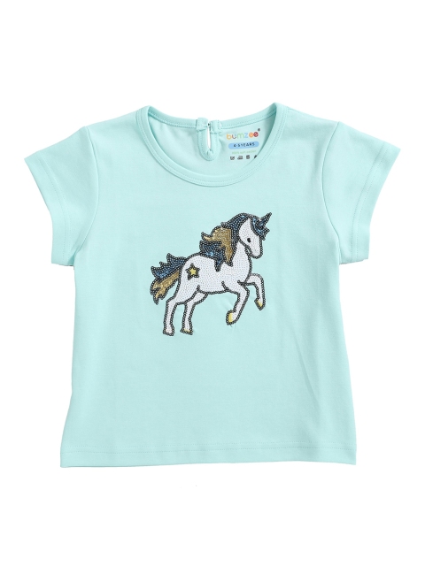 

BUMZEE Girls Blue Printed Round Neck T-shirt