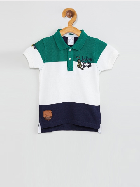 

max Boys Navy Blue & White Solid Polo Collar T-shirt