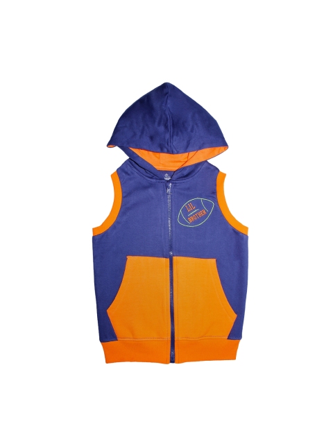 

KiddoPanti Boys Navy Blue Solid Hooded Sweatshirt