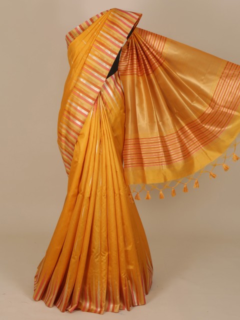 

Pothys Yellow & Gold-Coloured Jute Silk Woven Design Saree