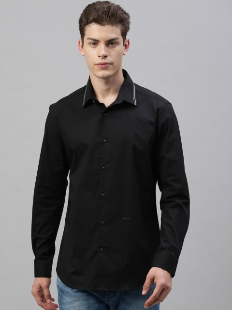

RARE RABBIT Men Black Tailored Fit Solid Casual Shirt