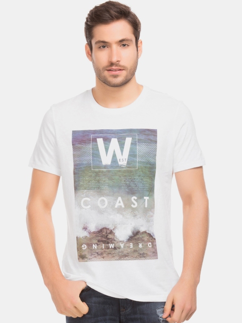 

Aeropostale Men White Printed Round Neck Cotton T-shirt