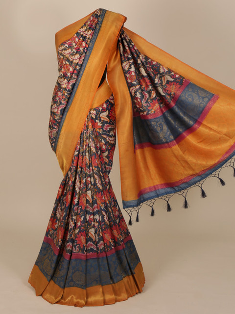 

Pothys Blue & Red Jute Silk Printed Saree