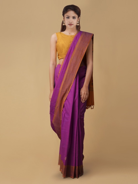 

Unnati Silks Purple Solid Pure Cotton Sustainable Saree