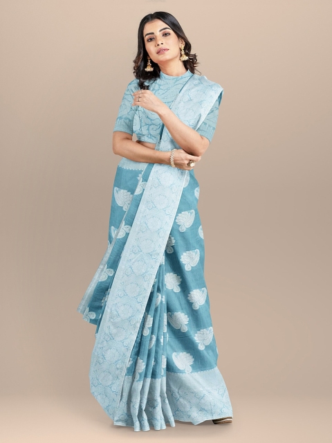 

BharatSthali Blue Woven Design Banarasi Saree