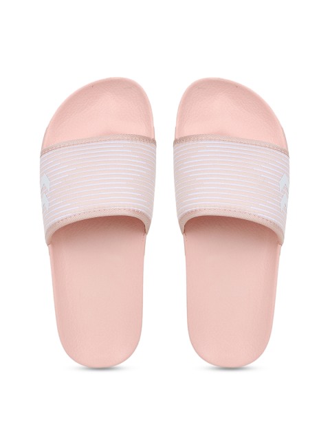 

hummel Unisex Pink & White Striped Sliders