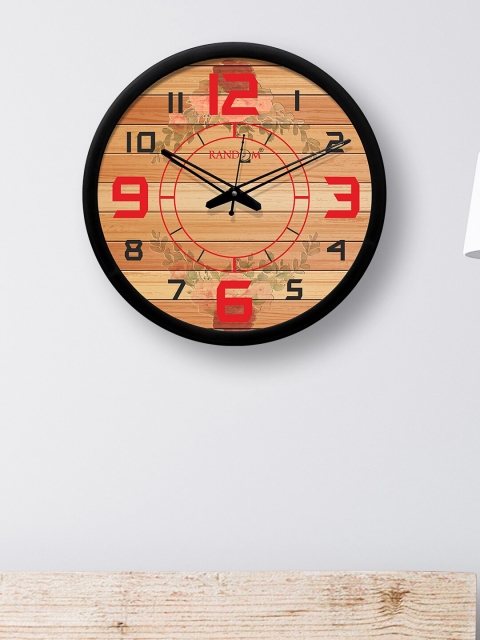 

RANDOM Black & Brown Rosette Flower Printed 30.48 cm Dial Analogue Round Wall Clock