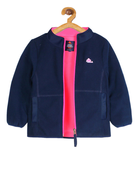 

Cherry Crumble Girls Blue Solid Open Front Jacket