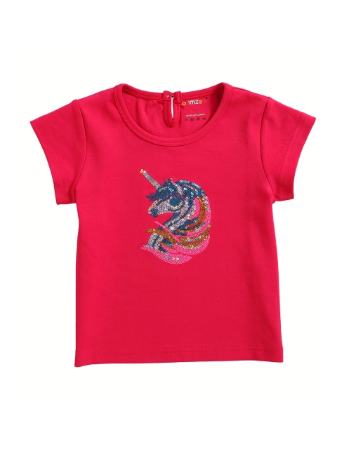 

BUMZEE Girls Pink & Blue Sequinned Round Neck T-shirt