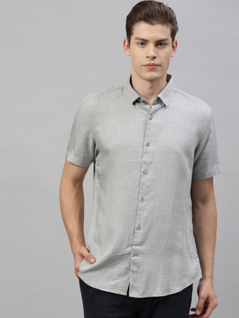 

RARE RABBIT Men Grey Tailored Fit Solid Casual Shirt