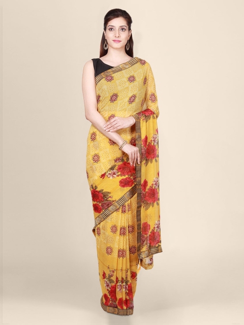 

CLAI WORLD Yellow Printed Saree