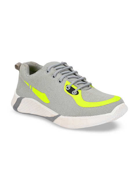 

Walkstyle By El Paso Men Grey & Fluorescent Green Mesh Running Shoes