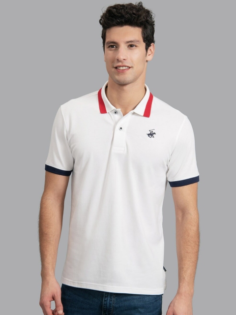 

Beverly Hills Polo Club Men White Solid Polo Collar T-shirt
