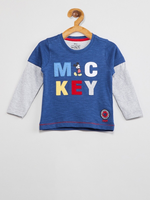 

max Boys Blue Printed Round Neck T-shirt