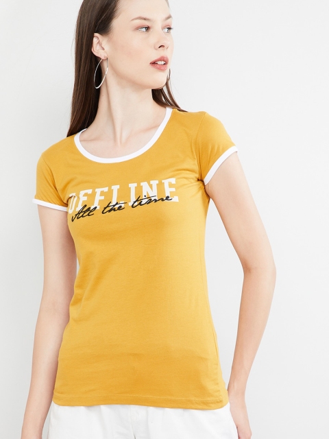 

max Women Yellow Printed T-Shirt