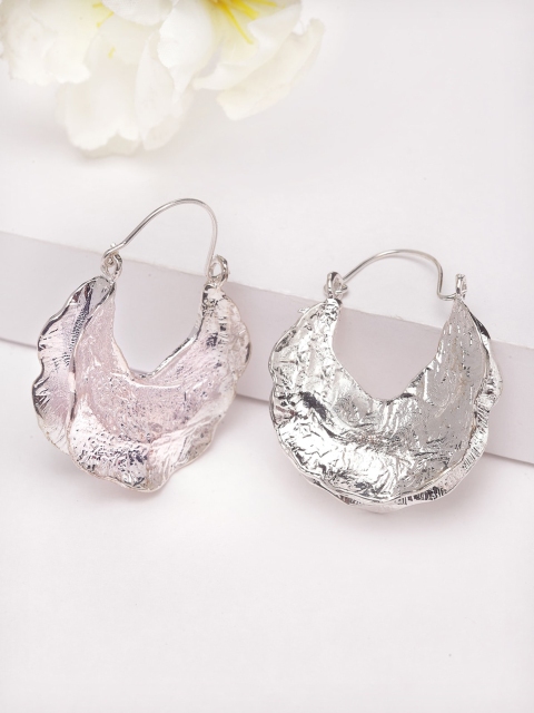 

AVANT-GARDE PARIS Silver-Toned Contemporary Hoop Earrings