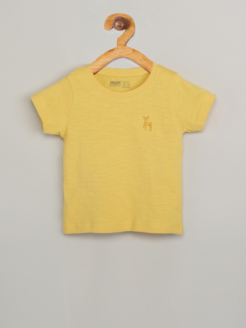 

max Boys Yellow Solid Round Neck T-shirt