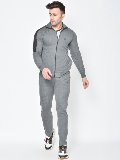 

Chkokko Men Grey Melange Solid Tracksuit