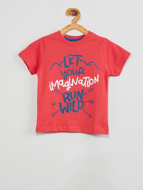 

max Boys Red Printed Round Neck T-shirt