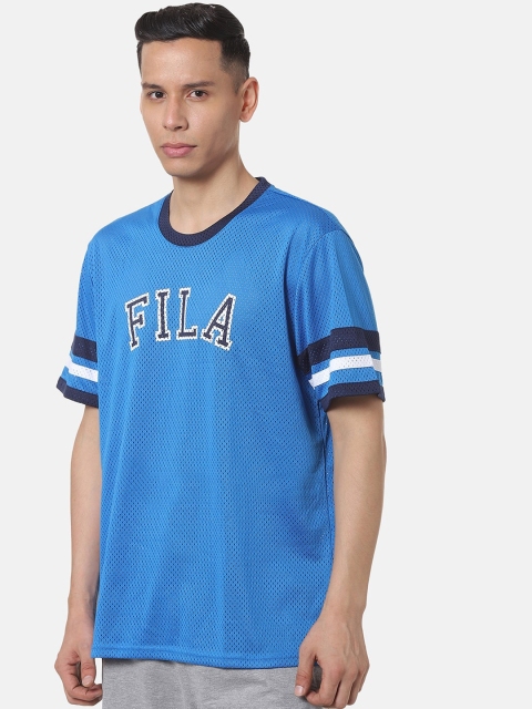 

FILA Men Blue Solid Round Neck T-shirt