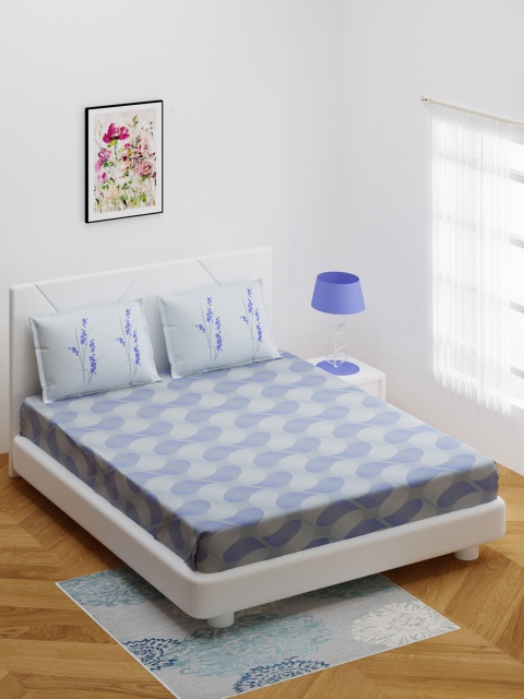 

BOMBAY DYEING Blue Printed 210 TC Bedsheet with Two Pillow Covers