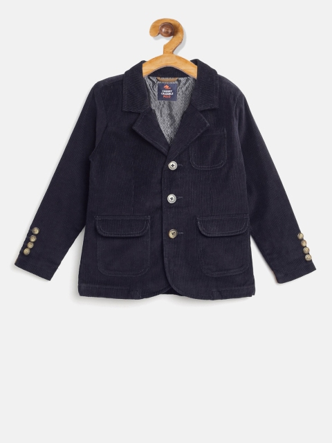

Cherry Crumble Boys Navy Blue Solid Party Coat