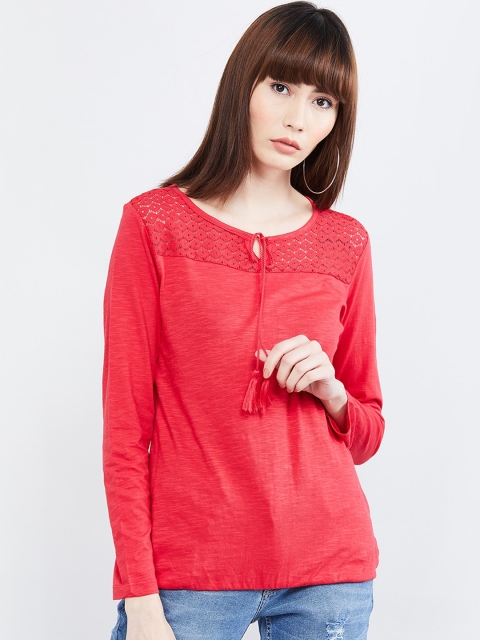 

max Women Red Self Design Top