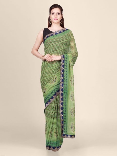 

CLAI WORLD Green Printed Saree