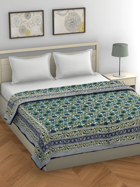 

Gulaab Jaipur Green & Blue Floral Mild Winter 450 GSM Double Bed Quilt