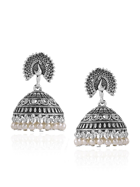 

Estele Silver-Toned Contemporary Jhumkas